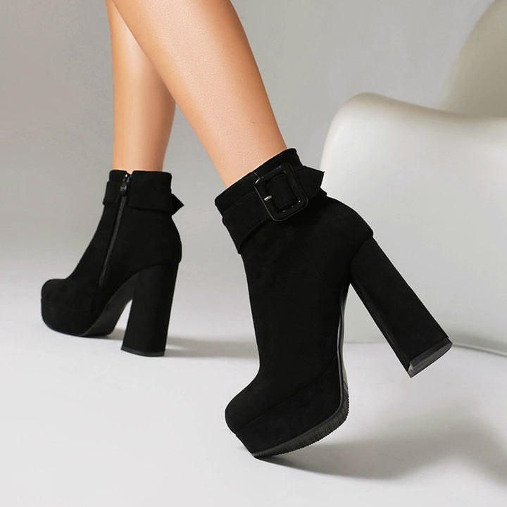 Women's Buckle Platform Ankle Boots