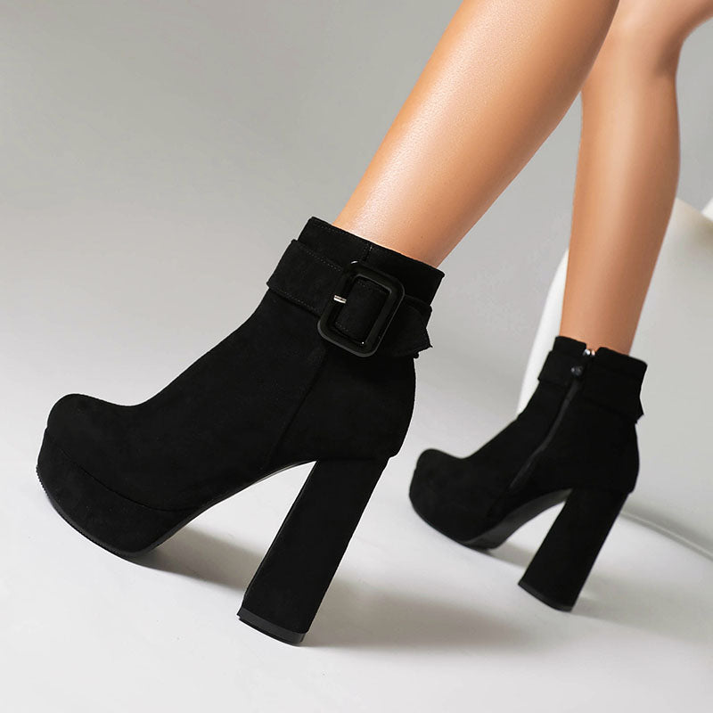 Women's Buckle Platform Ankle Boots