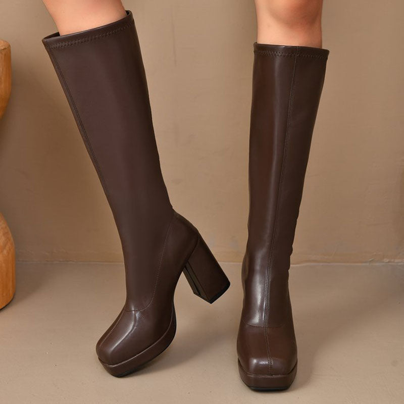 Women’s Platform Block-Heel Knee-High Boots