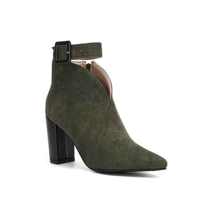 Women’s Buckle Ankle Strap Pointed Toe Boots