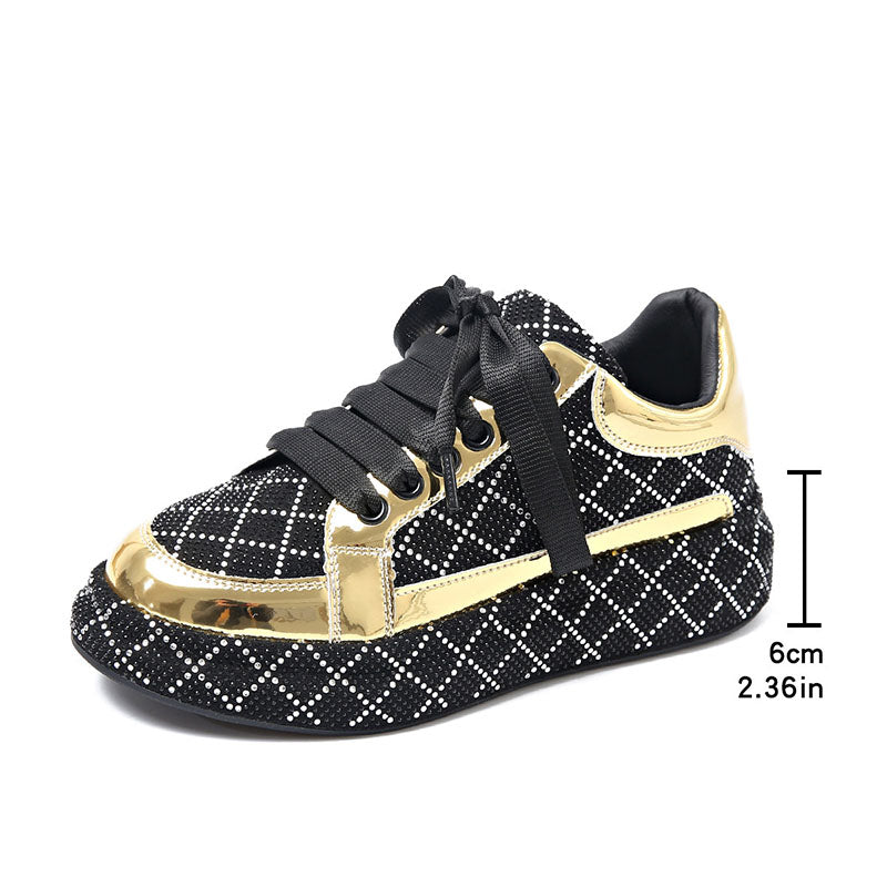 Women's Diamond-Pattern Rhinestone Platform Sneakers
