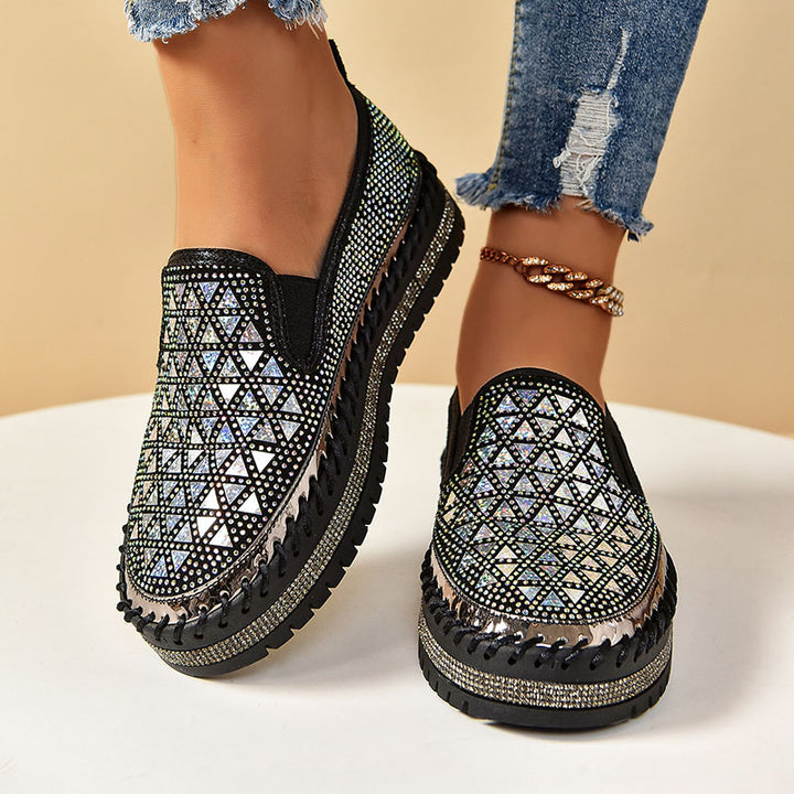 Women's Rhinestone Mesh Platform Loafers