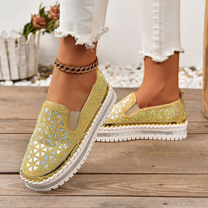 Women's Rhinestone Mesh Platform Loafers