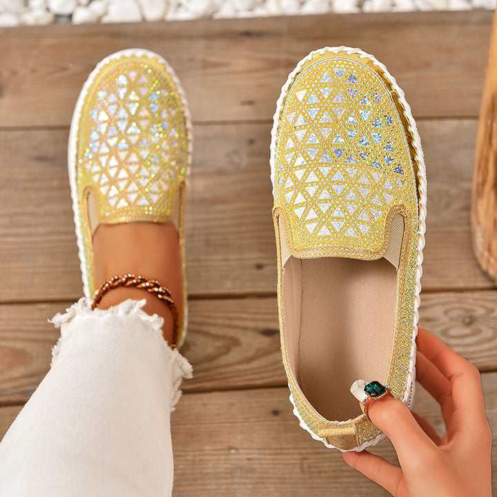 Women's Rhinestone Mesh Platform Loafers