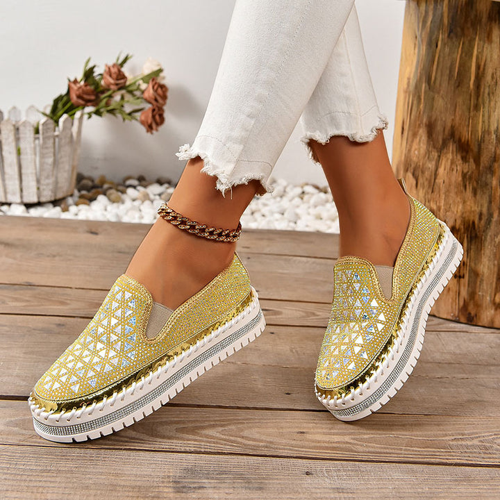 Women's Rhinestone Mesh Platform Loafers