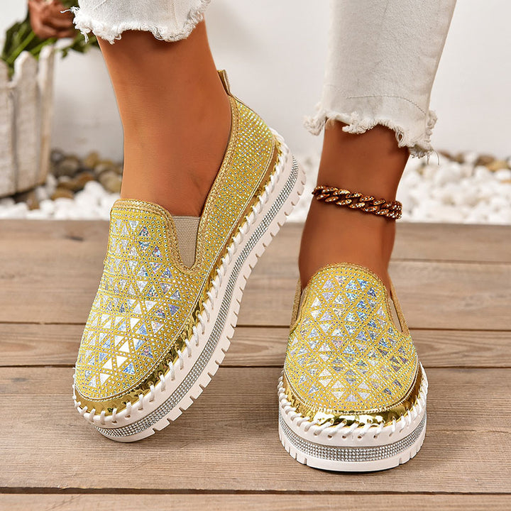Women's Rhinestone Mesh Platform Loafers