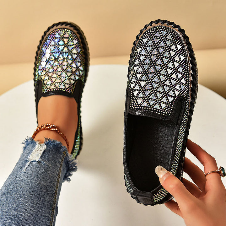 Women's Rhinestone Mesh Platform Loafers