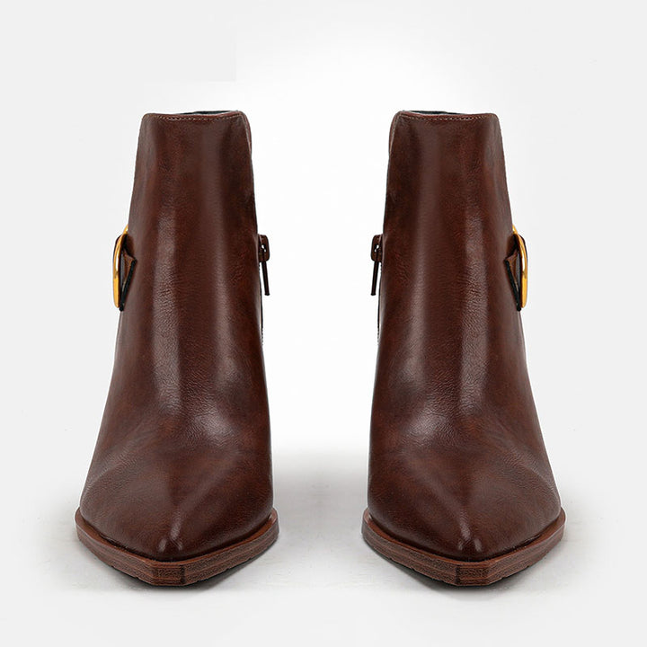 Women's Pointed-Toe Ring-Buckle Ankle Boots