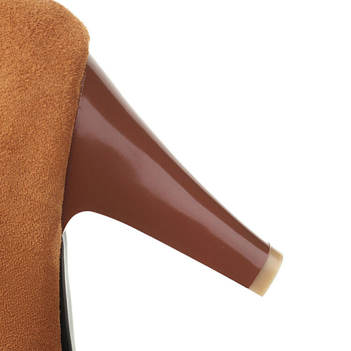 brown Women's Scalloped High-Heel Ankle Booties