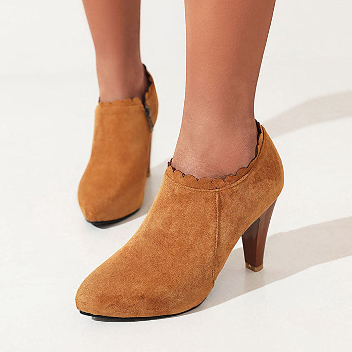 Women's Scalloped High-Heel Ankle Booties