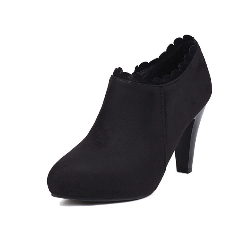 Women's Scalloped High-Heel Ankle Booties