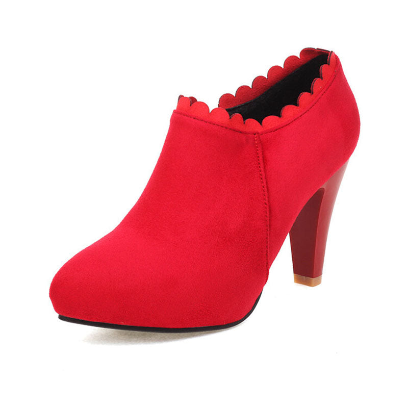 Women's Scalloped High-Heel Ankle Booties