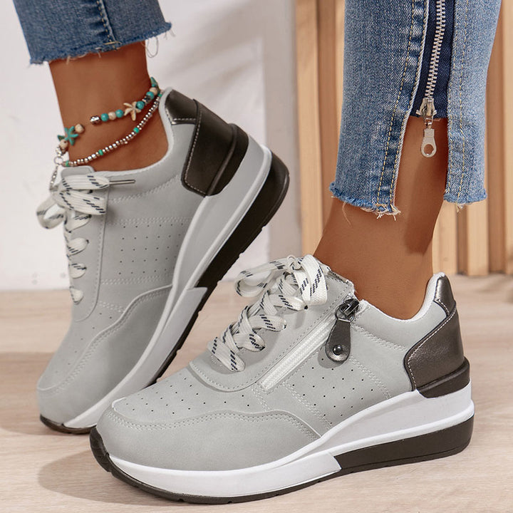 Women's Side-Zip Lace-Up Wedge Sneakers