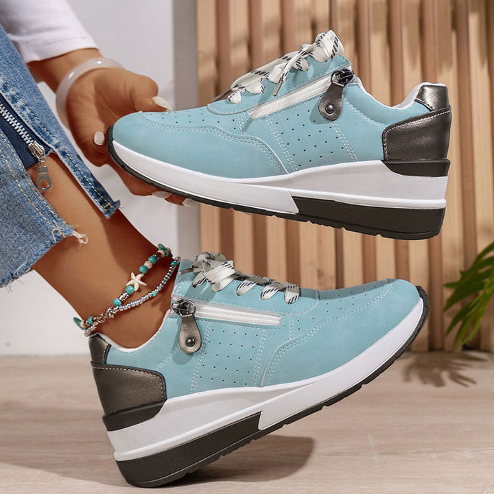 Women's Side-Zip Lace-Up Wedge Sneakers