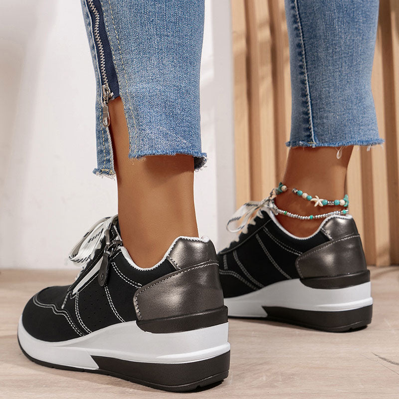 Women's Side-Zip Lace-Up Wedge Sneakers