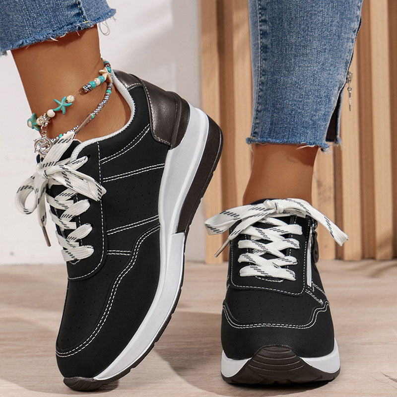 Women's Side-Zip Lace-Up Wedge Sneakers