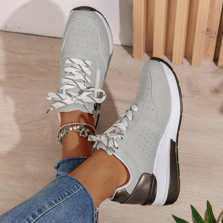 Women's Side-Zip Lace-Up Wedge Sneakers