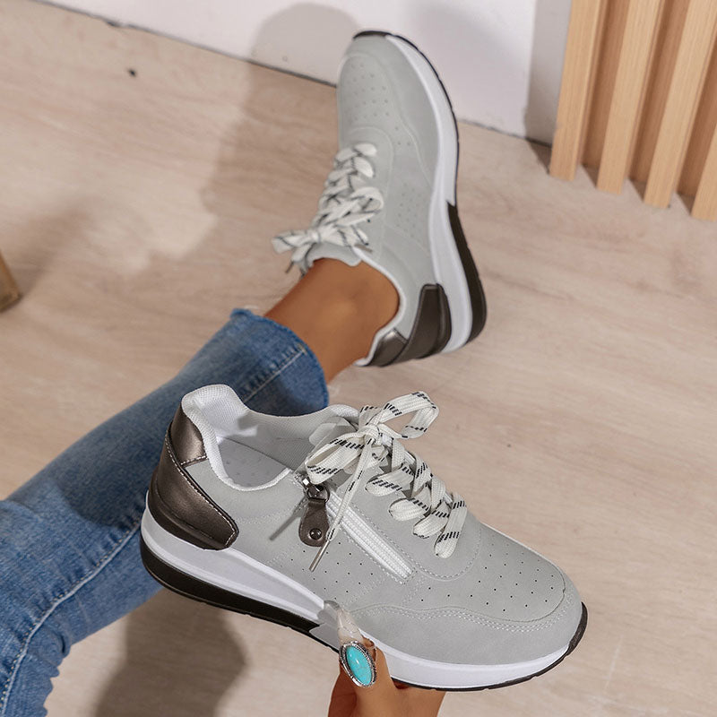 Women's Side-Zip Lace-Up Wedge Sneakers
