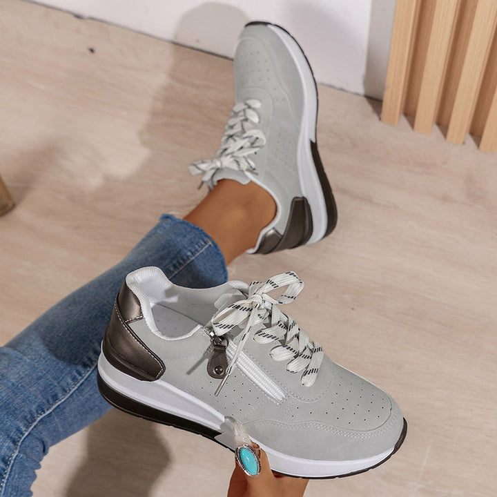 Women's Side-Zip Lace-Up Wedge Sneakers