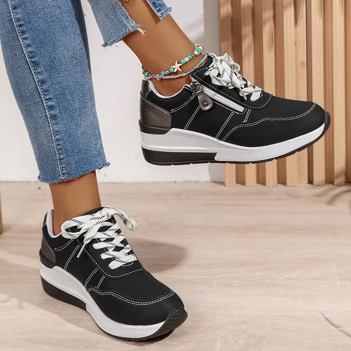 Women's Side-Zip Lace-Up Wedge Sneakers
