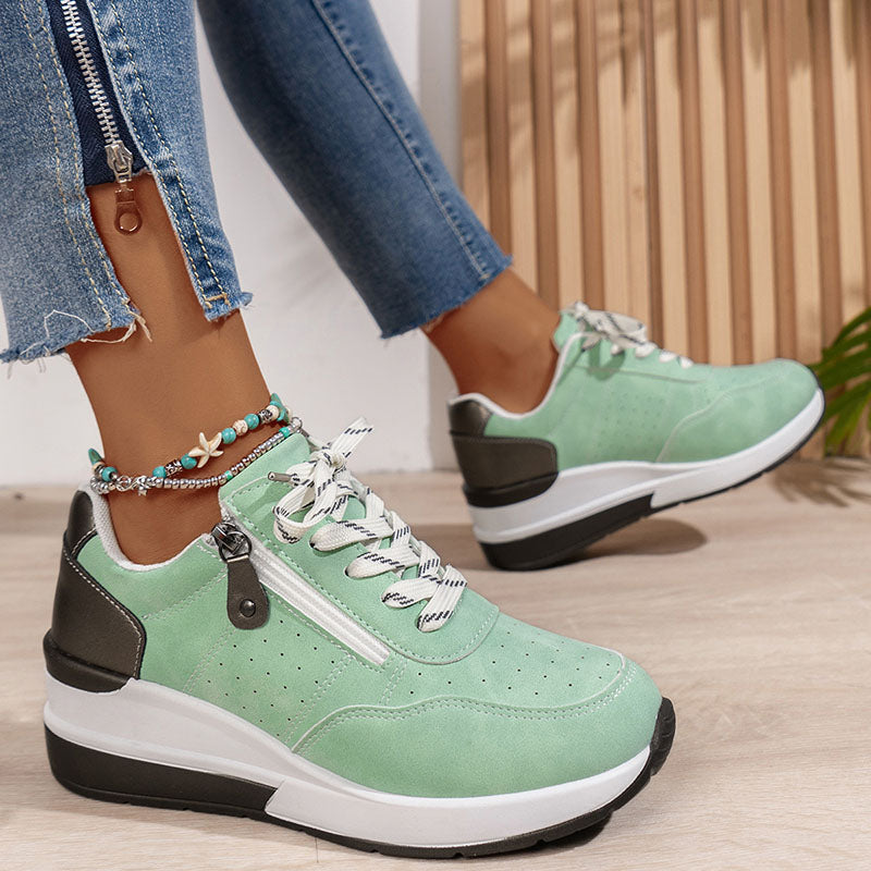 Women's Side-Zip Lace-Up Wedge Sneakers