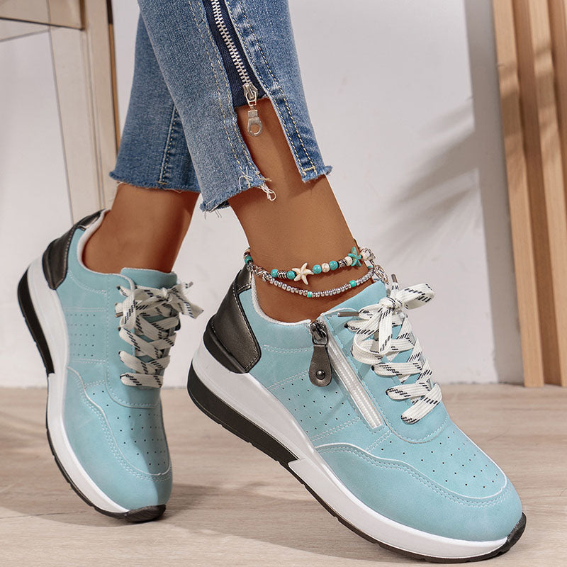Women's Side-Zip Lace-Up Wedge Sneakers