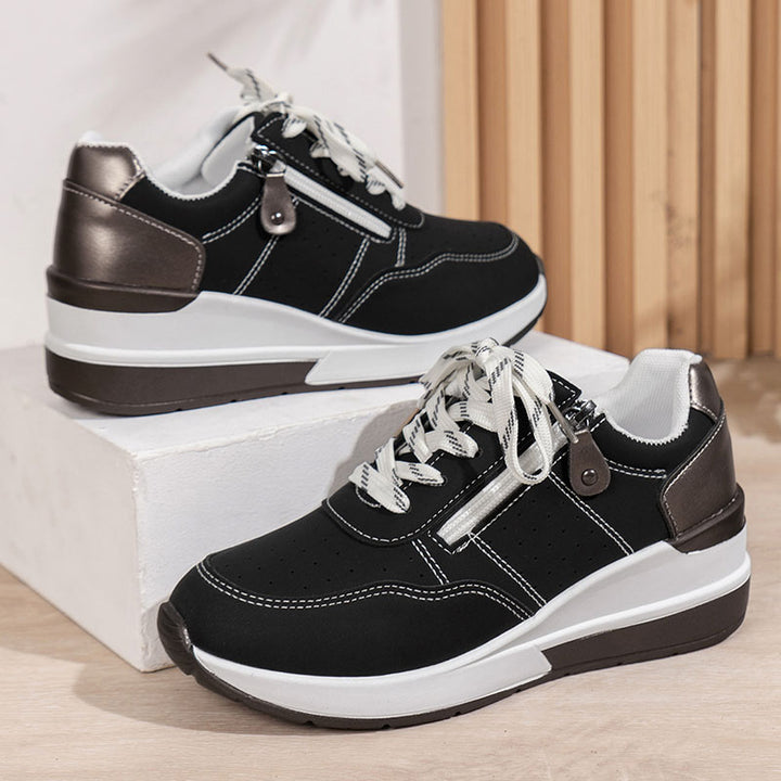 Women's Side-Zip Lace-Up Wedge Sneakers