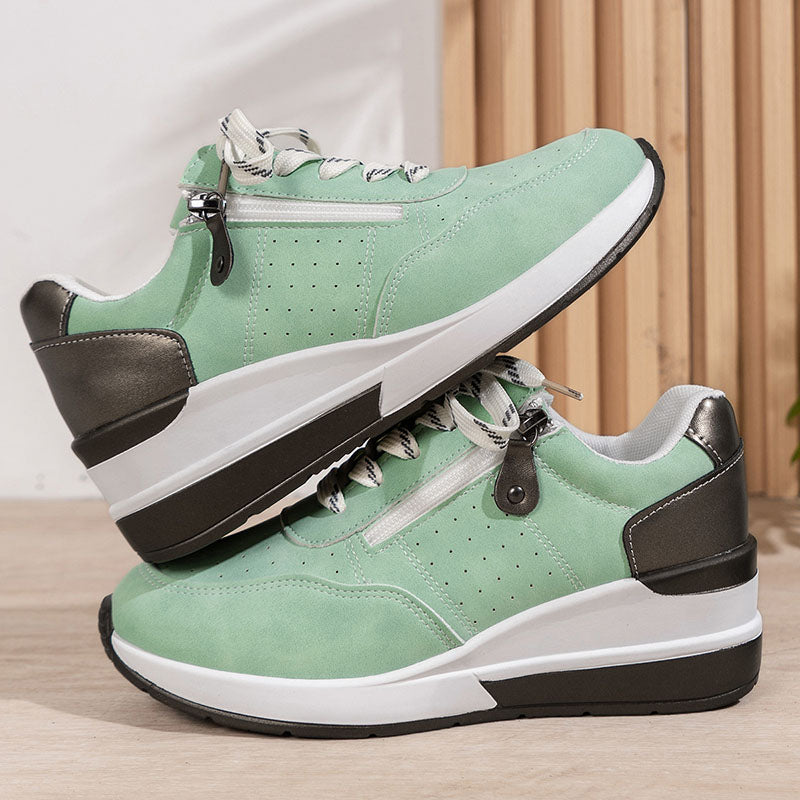 Women's Side-Zip Lace-Up Wedge Sneakers