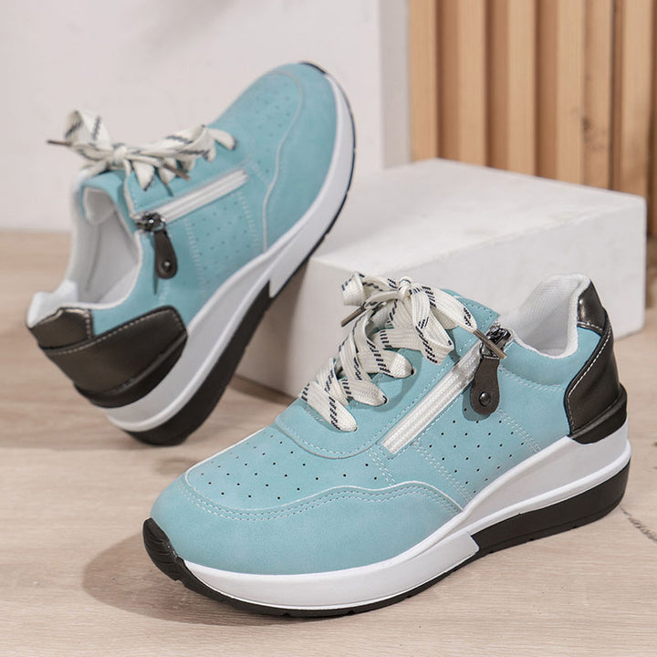 Women's Side-Zip Lace-Up Wedge Sneakers