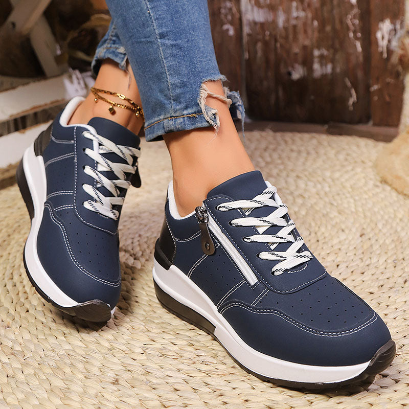 Women's Side-Zip Lace-Up Wedge Sneakers