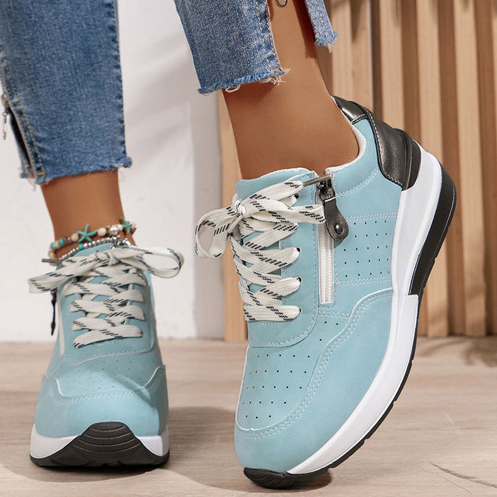 Women's Side-Zip Lace-Up Wedge Sneakers