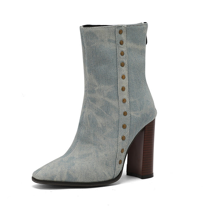 Women's Studded Block-Heel Ankle Boots