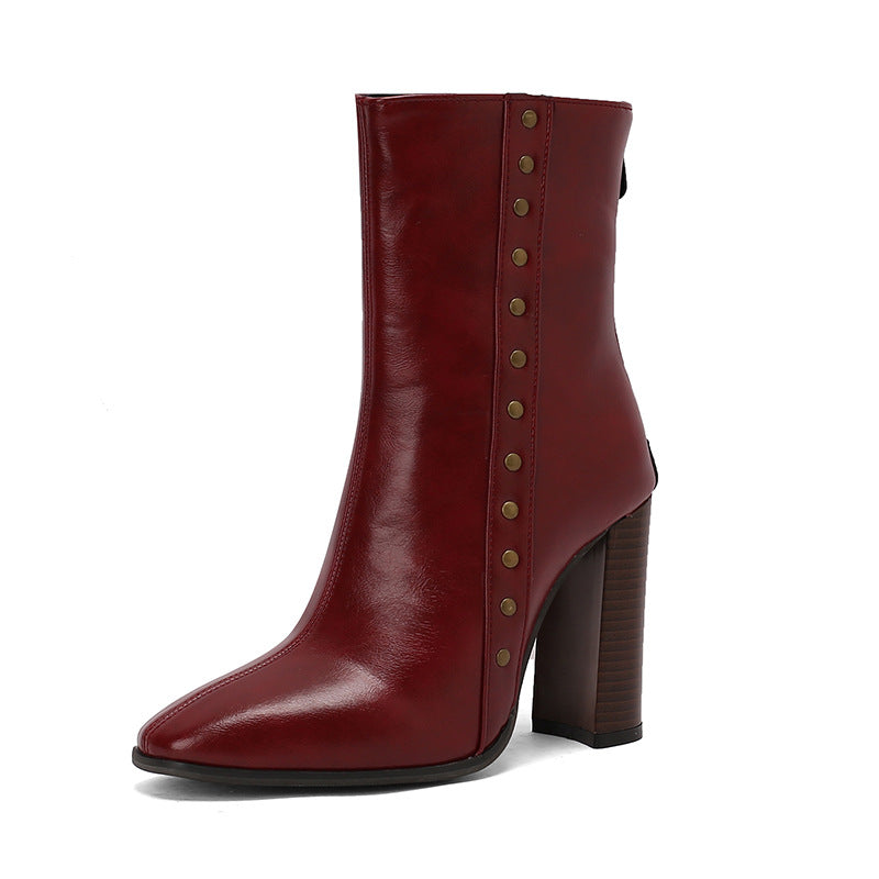 Women's Studded Block-Heel Ankle Boots