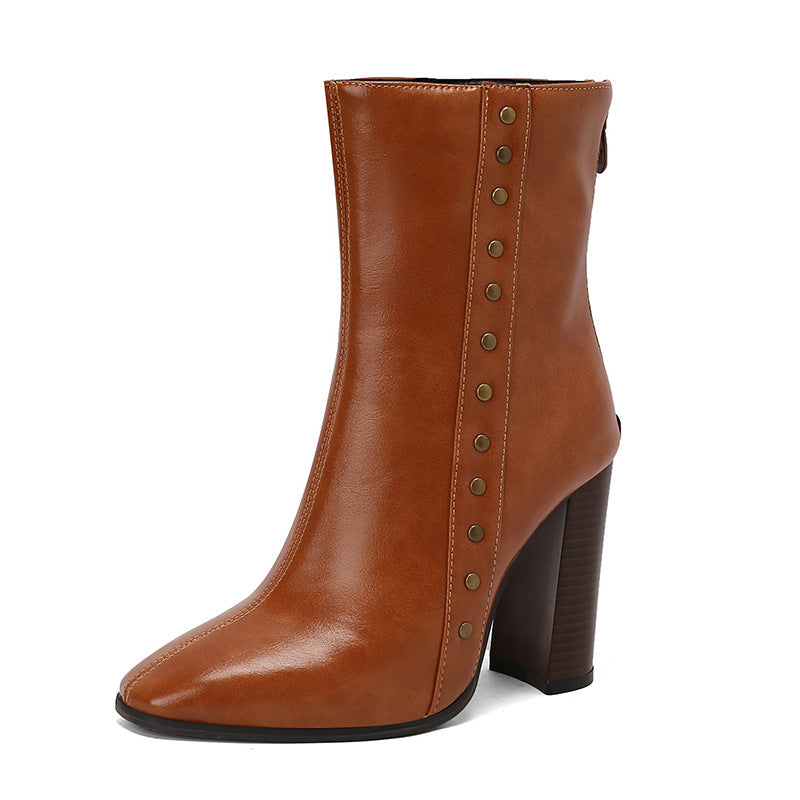 Women's Studded Block-Heel Ankle Boots