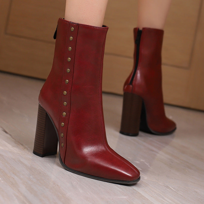 Women's Studded Block-Heel Ankle Boots