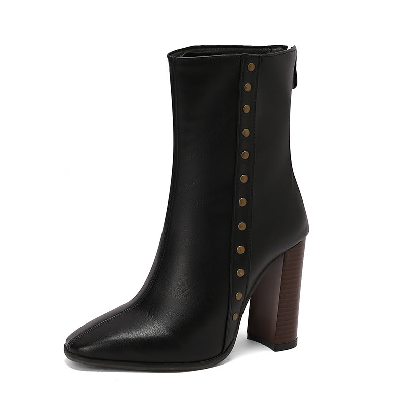 Women's Studded Block-Heel Ankle Boots