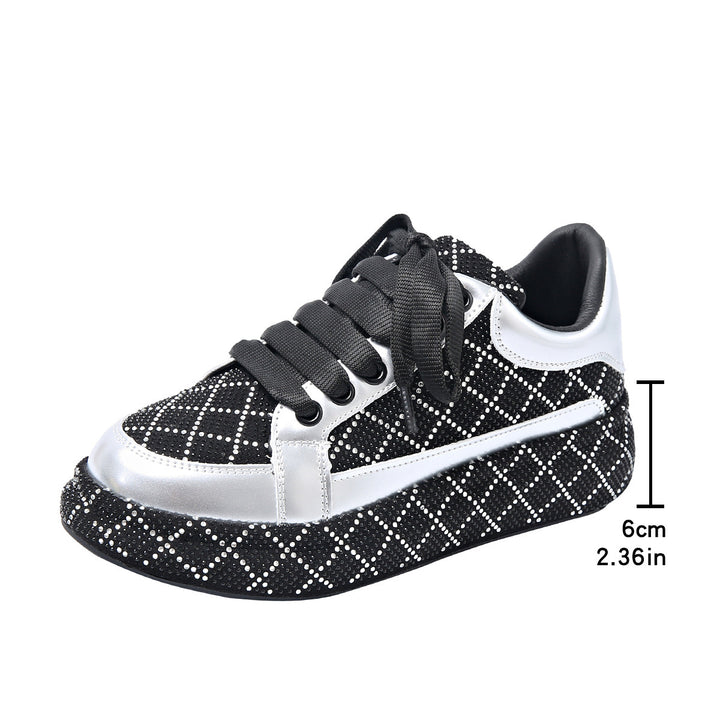 Women's Diamond-Pattern Rhinestone Platform Sneakers