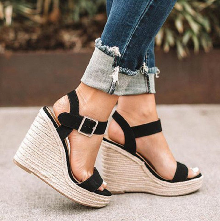 Women’s Espadrille Wedge Sandals – Faux Suede Ankle Strap for Resort Looks