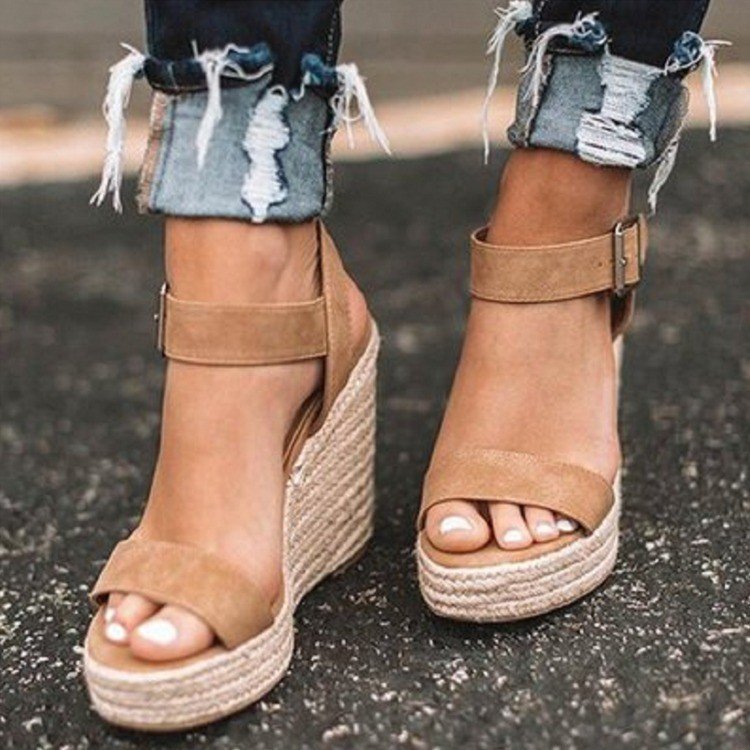 Women’s Espadrille Wedge Sandals – Faux Suede Ankle Strap for Resort Looks