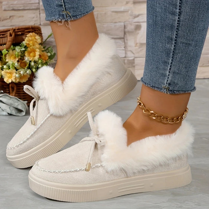 Women’s Faux Fur Bow Moccasin Loafers