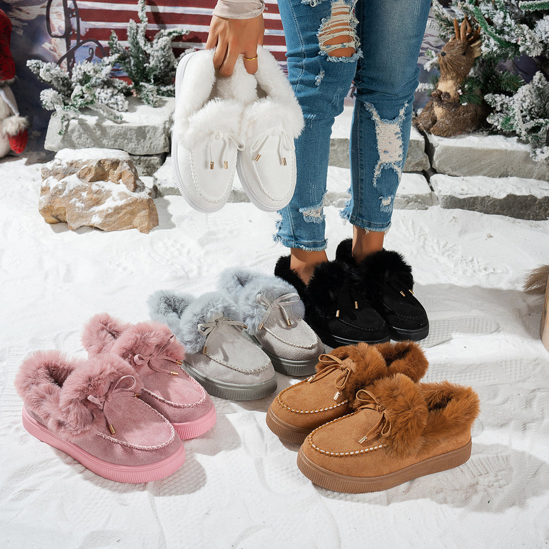 Women’s Faux Fur Bow Moccasin Loafers