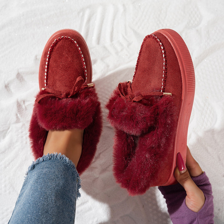 Women’s Faux Fur Bow Moccasin Loafers