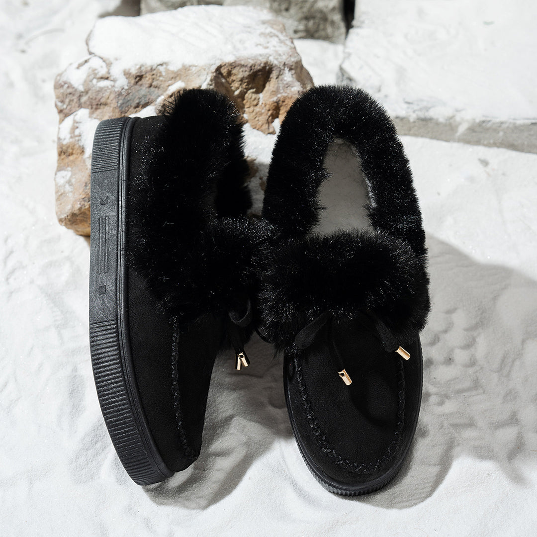 Women’s Faux Fur Bow Moccasin Loafers