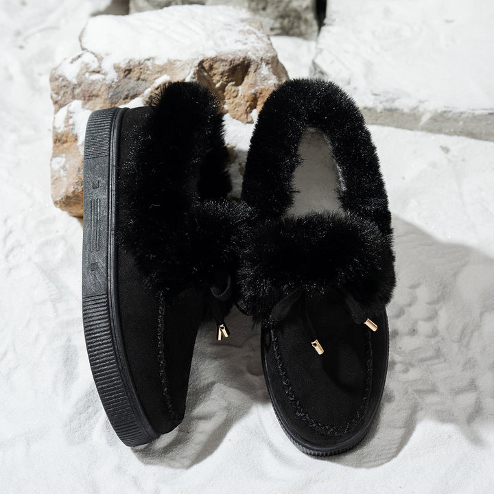 Women’s Faux Fur Bow Moccasin Loafers