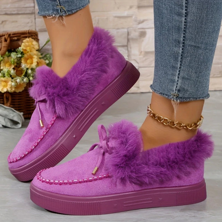 Women’s Faux Fur Bow Moccasin Loafers