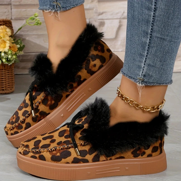 Women’s Faux Fur Bow Moccasin Loafers