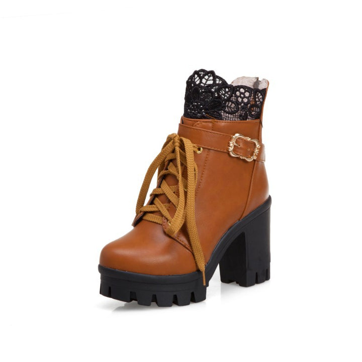 Women’s Lace-Trim Platform Ankle Boots