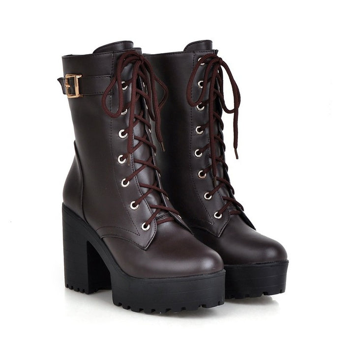 Women’s Lace-Up Platform Block Heel Boots