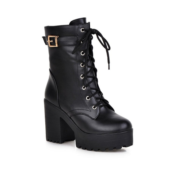 Women’s Lace-Up Platform Block Heel Boots