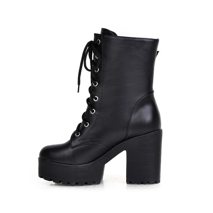 Women’s Lace-Up Platform Block Heel Boots